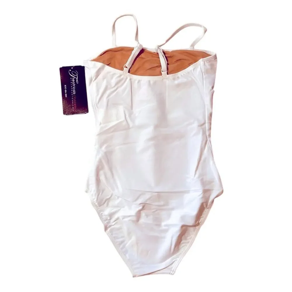 Theatricals Dancewear Solutions dance camisole cami WHITE Leotard ballet NWT‎ CM